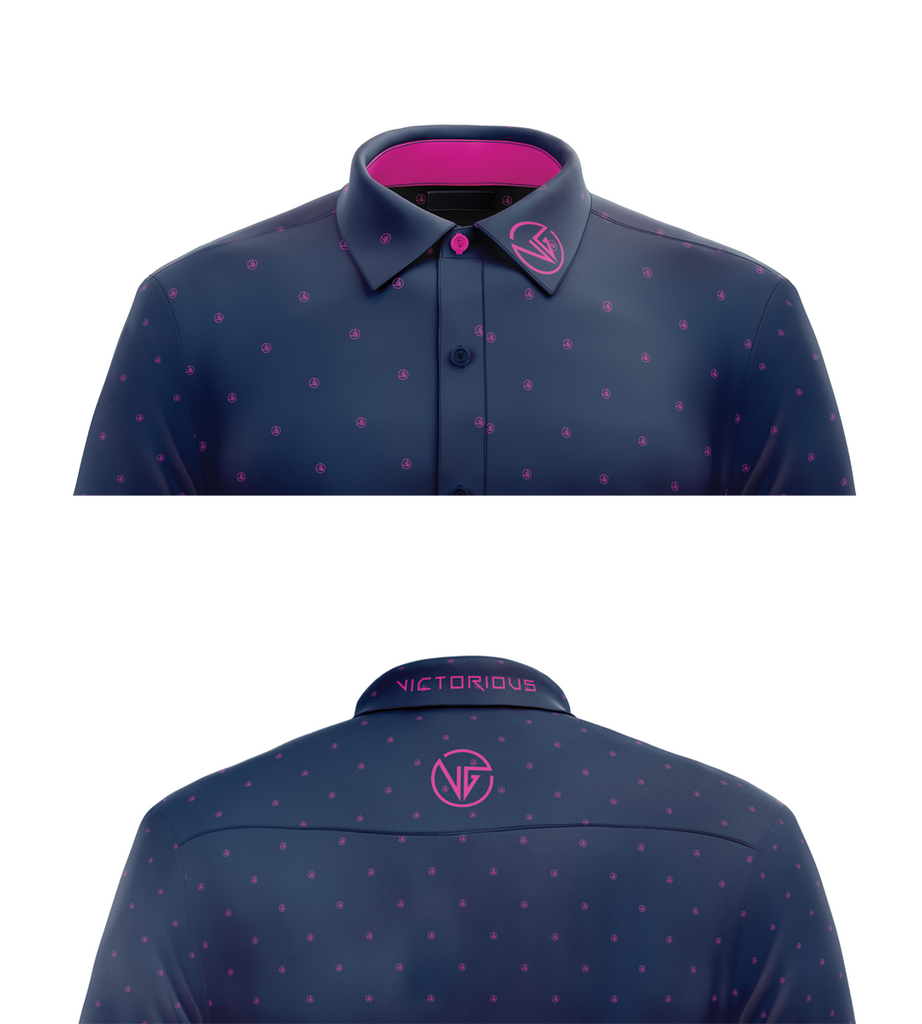 Say Our Name golf button-down shirt lifestyle - worn on course