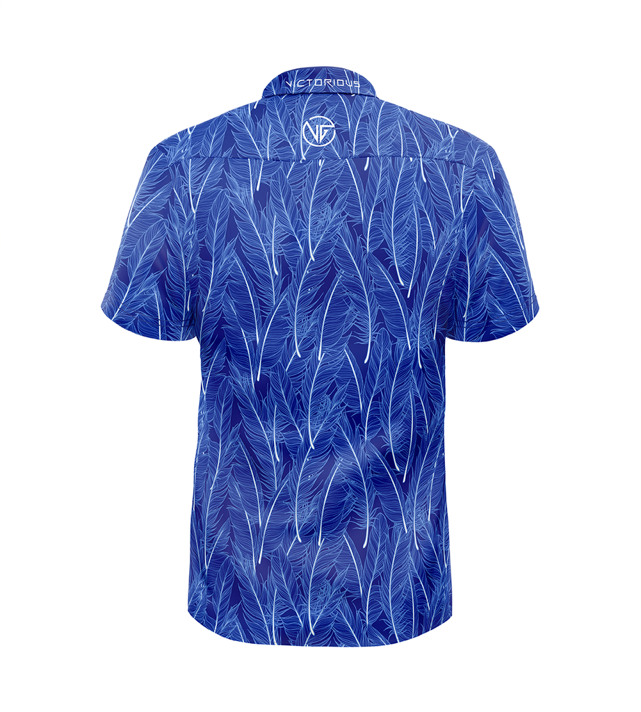 Eagle Feathers golf shirt back view showing performance fabric and button-down design